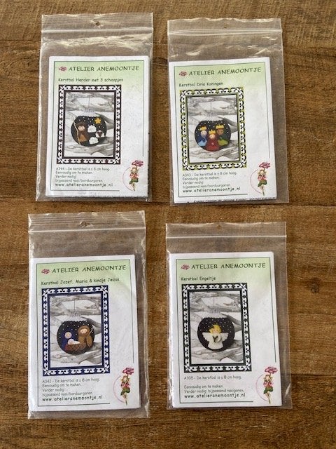 4 x Vilten kerstbal maken, Ophalen of Verzenden, Nieuw, Handborduren, Patroon