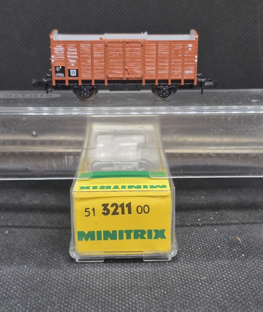 Minitrix 3211 - DRG open goederenwagen Ov Würzburg (15168), Hobby en Vrije tijd, Modeltreinen | N-Spoor, Zo goed als nieuw, Wagon