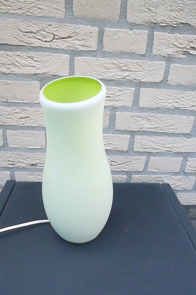 jaren '90 tafellamp van Ikea (wit/groen), Ophalen of Verzenden, Gebruikt, Glas, Minder dan 50 cm