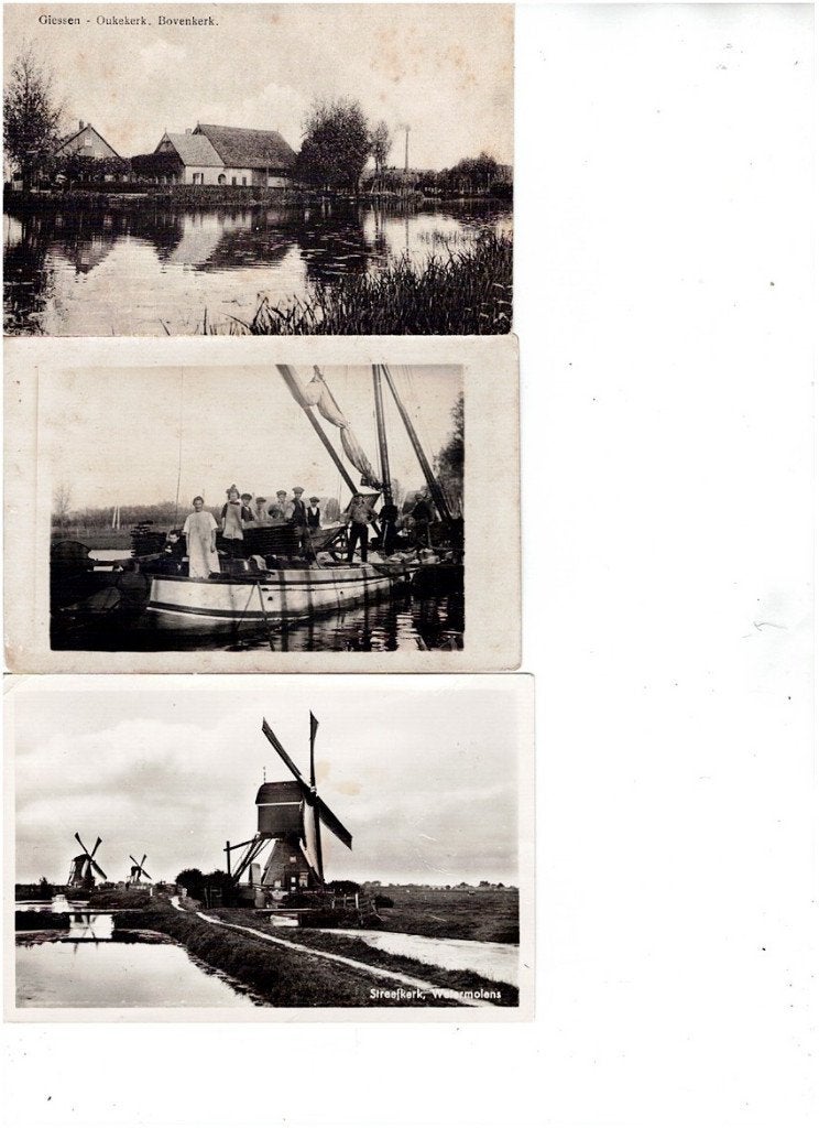Oude kaarten: Giessen, Oukekerk, Bovenkerk, Streefkerk, Verzamelen, Ansichtkaarten | Nederland, Verzenden, Voor 1920, Gelopen