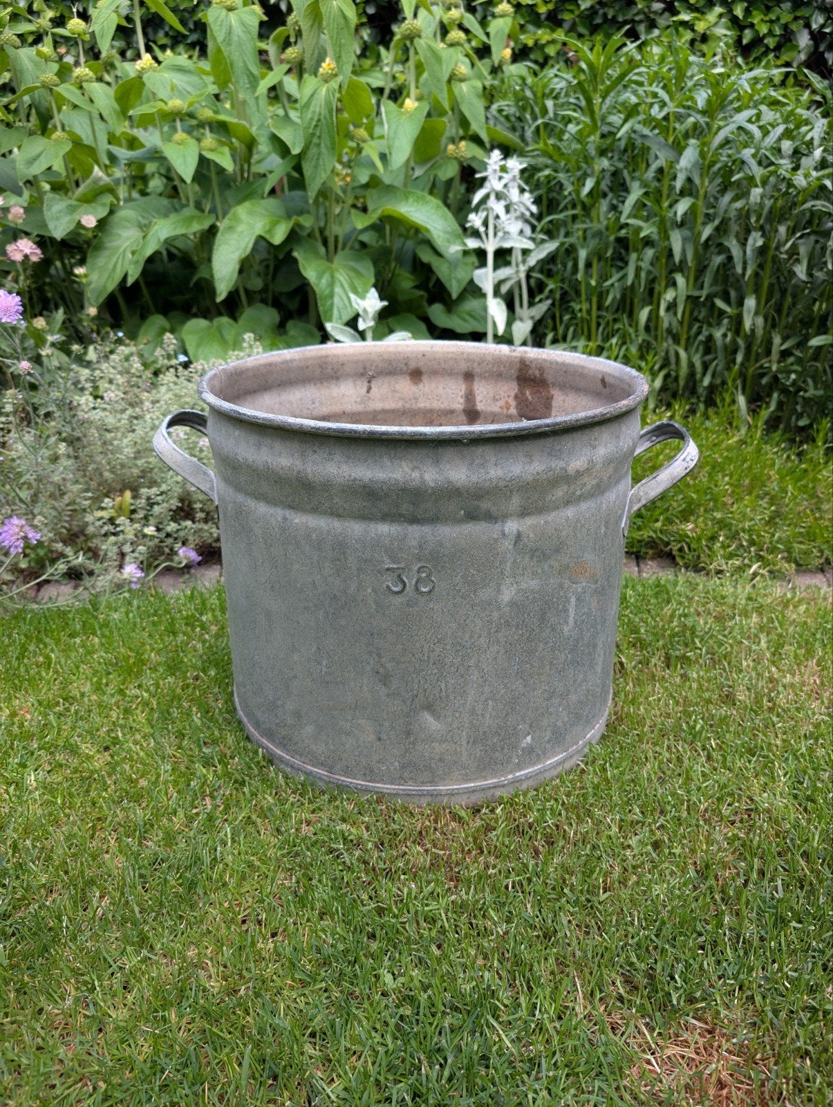 Oude wasemmer voor planten - Ø 39cm, H 34cm, Ophalen, Minder dan 30 cm, Rond, Balkon