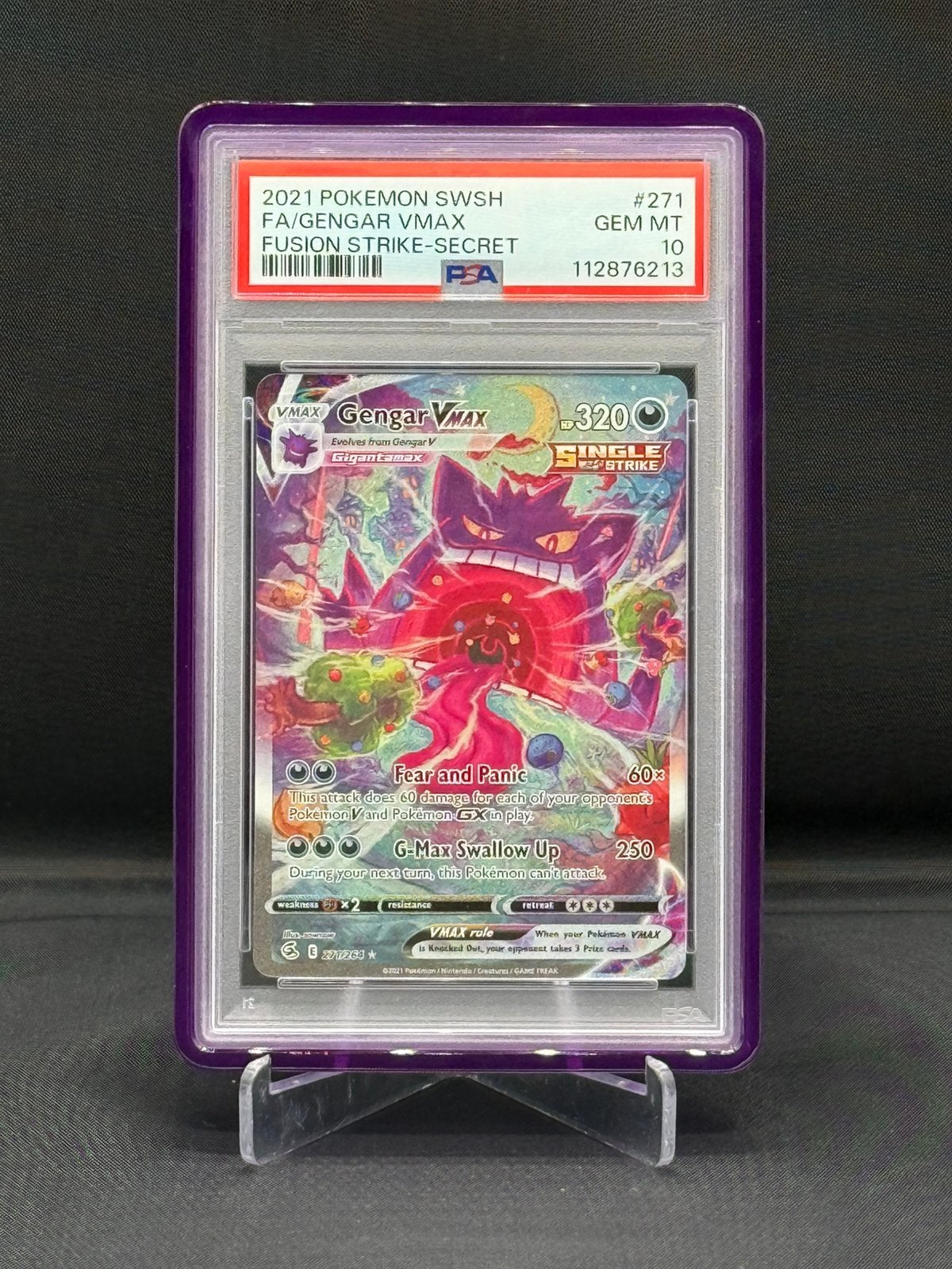 Gengar Vmax 271/264 (PSA 10) ~ Fusion Strike, Ophalen of Verzenden, Nieuw, Losse kaart