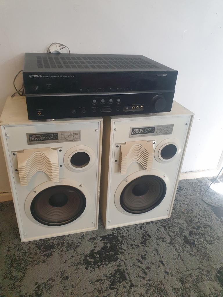 Yamaha versterker met vintage Jamo Power 110 speakers, Audio, Tv en Foto, Luidsprekers, Ophalen, Gebruikt, 60 tot 120 watt, Front, Rear of Stereo speakers