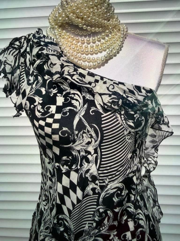 Nieuw Tintoretto one shoulder top zwart wit m l 38 40, Kleding | Dames, Maat 38/40 (M), Verzenden, Zwart, Nieuw