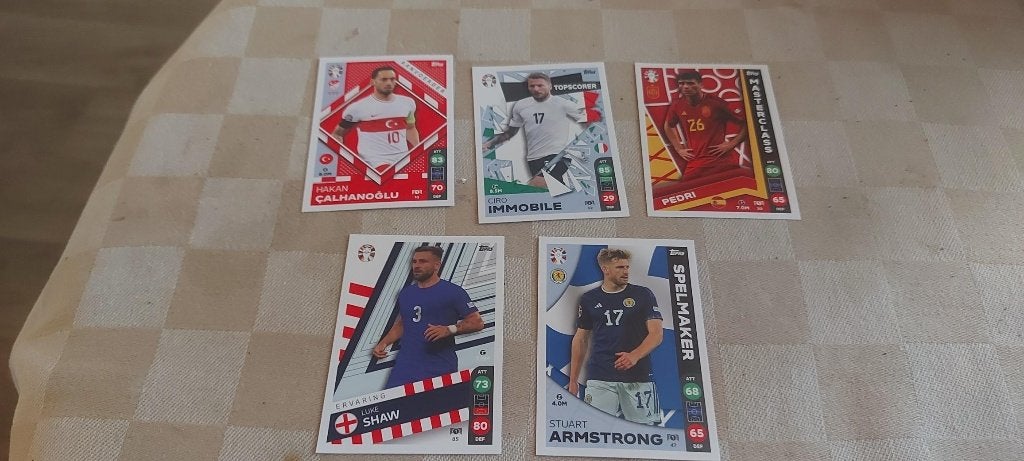 5 voetbal plaatjes EK 2024 oa Armstrong Pedri Shaw, Ophalen of Verzenden, Nieuw, Meerdere plaatjes