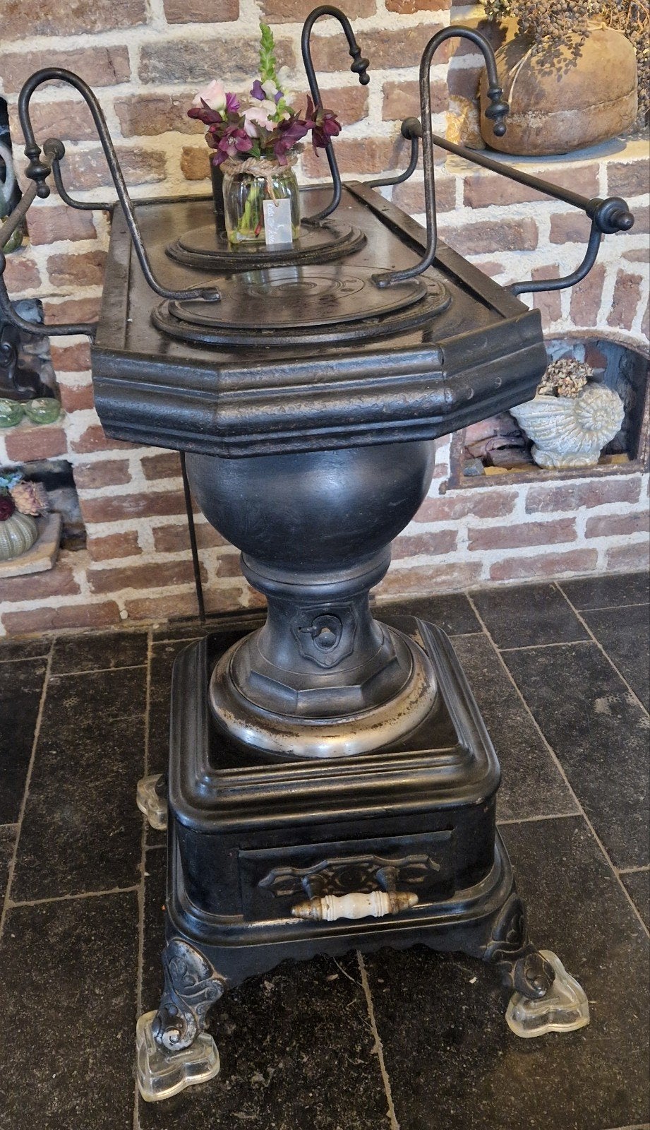 Antieke Brabantse plattebuiskachel, Ophalen, Gebruikt, Houtkachel, Vrijstaand