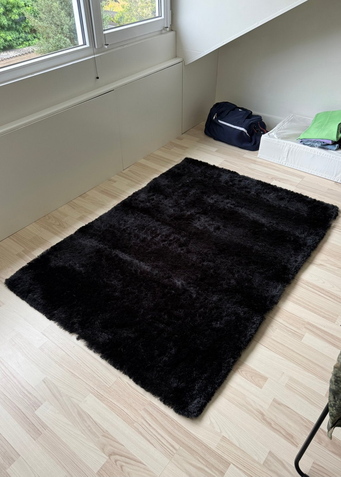 Zwart hoogpolig vloerkleed 120 x 170 cm – Zeer nette staat, Ophalen, 100 tot 150 cm, Zwart, Zo goed als nieuw