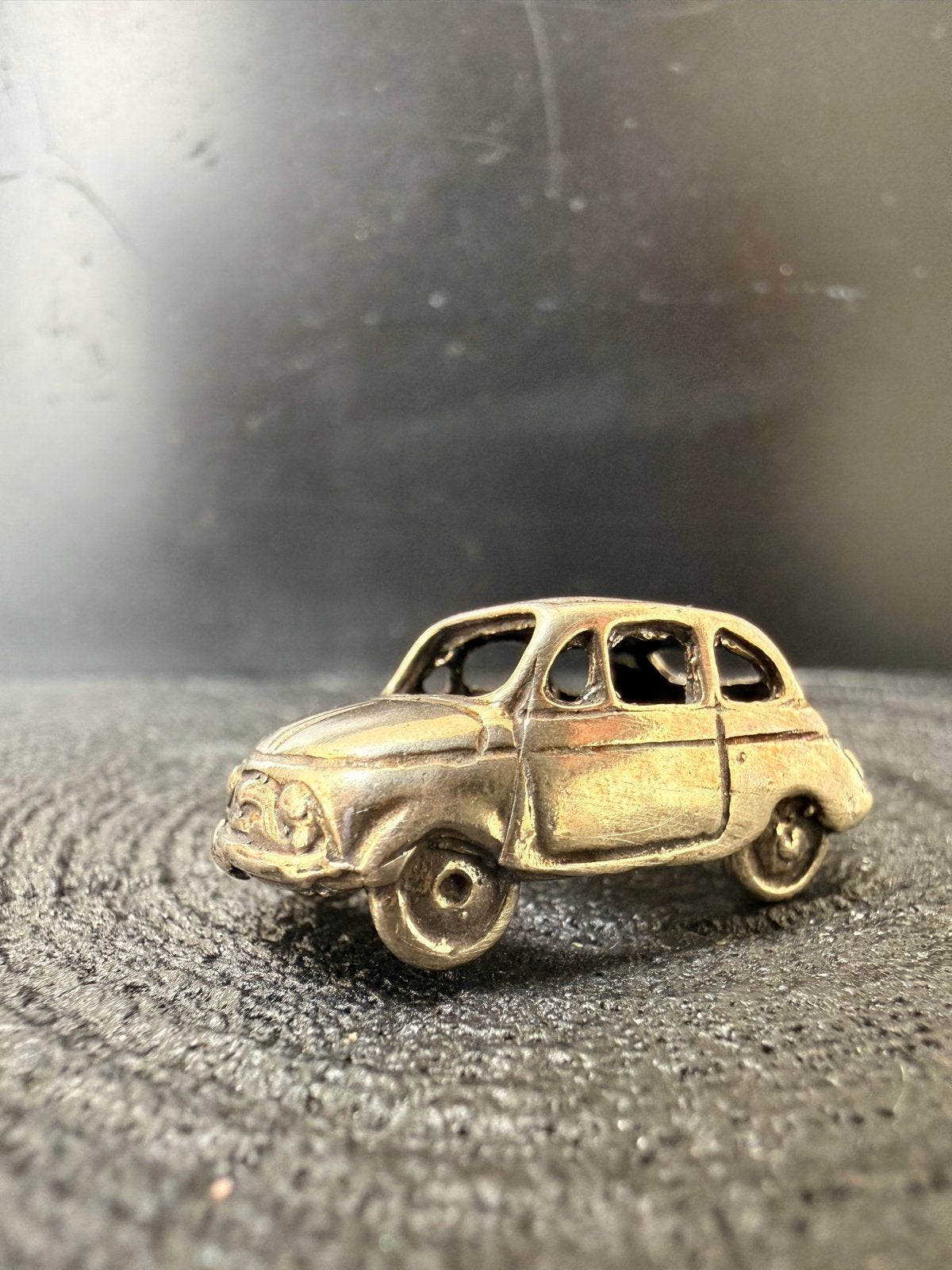 Zilveren Miniatuur Fiat 500 - Gedetailleerd Verzamelaarsitem, Ophalen of Verzenden, Zilver
