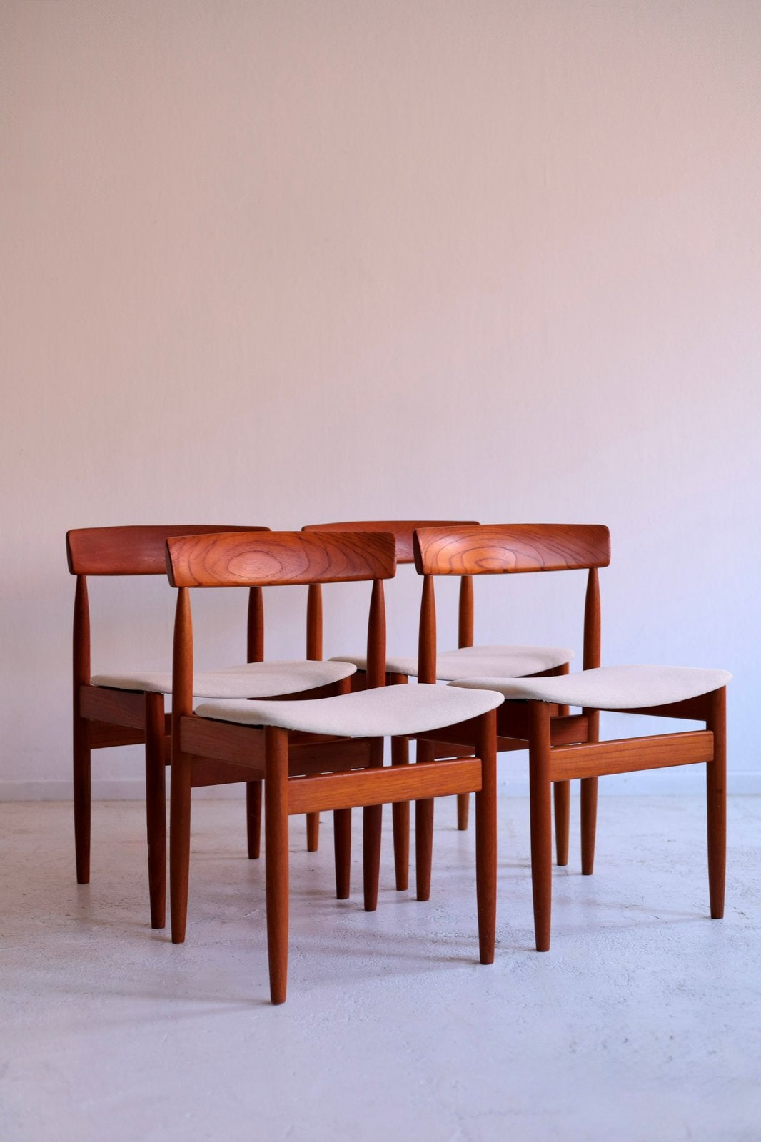 Set van 4 eetkamerstoelen Farsø Stolefabrik, jaren 60, Ophalen, Hout, Wit, Design