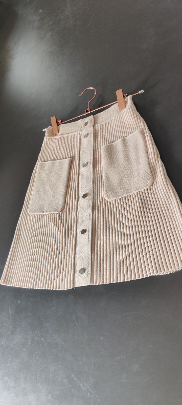 Maje gebreide mini rok maat 34 € 249, Kleding | Dames, Beige, Ophalen of Verzenden, Zo goed als nieuw, Maat 34 (XS) of kleiner