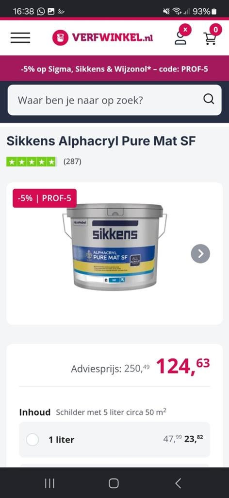 Sikkens Pure mat sf, Ophalen of Verzenden, Nieuw