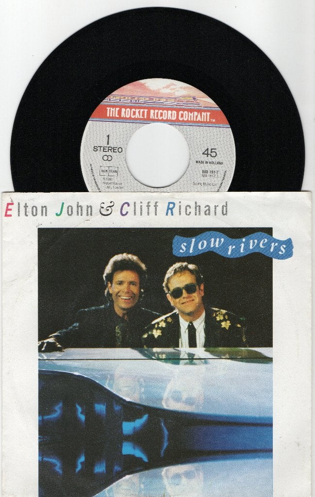 Elton John & Cliff Richard – Slow Rivers ( misdruk ), Cd's en Dvd's, Vinyl Singles, Zo goed als nieuw, Pop, 7 inch, Ophalen of Verzenden