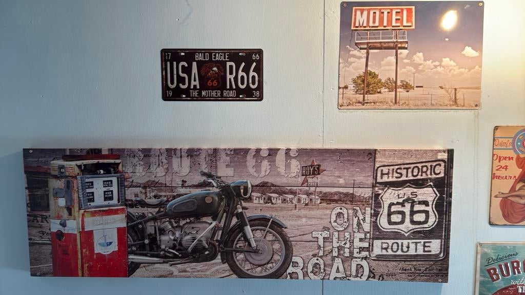 Route 66 en Amerikaanse gerelateerde autoplaten, Ophalen of Verzenden, Zo goed als nieuw