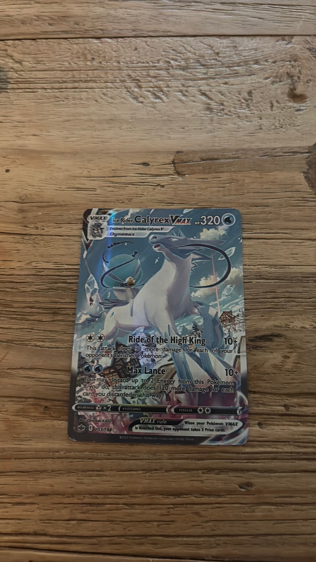 Pokémon Ice Rider Calyrex VMAX 203/198 Alt Art – Chilling, Hobby en Vrije tijd, Ophalen of Verzenden, Zo goed als nieuw