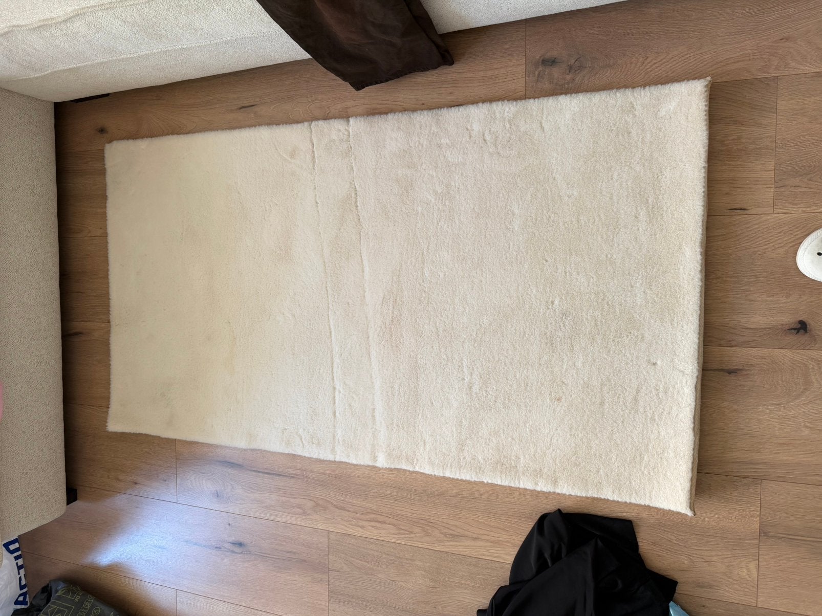Set van 2 zachte crèmewitte vloerkleden, Doe-het-zelf en Verbouw, Ophalen, Gebruikt
