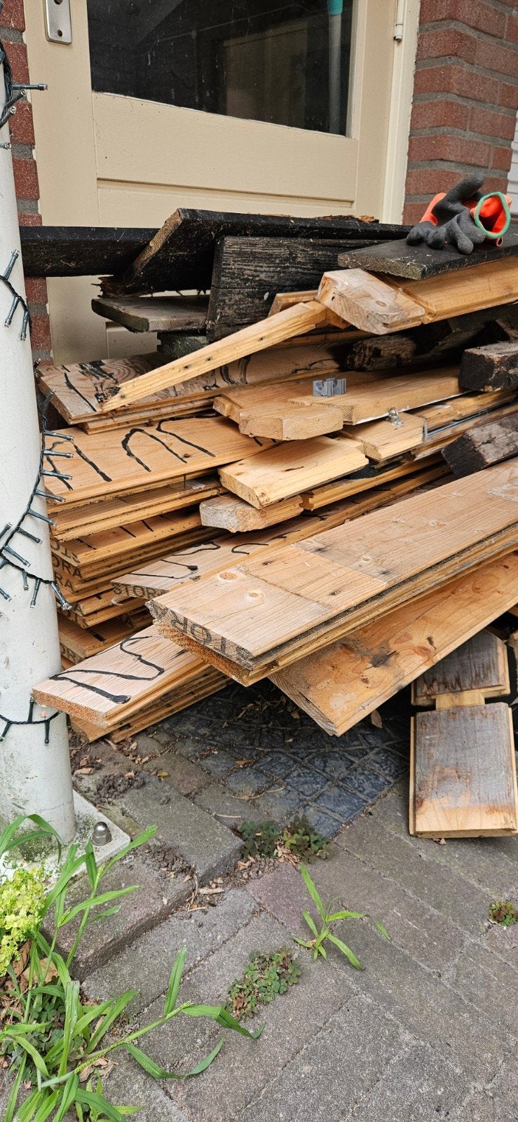 Restant hout van overkapping, Tuin en Terras, Haardhout, 6 m³ of meer, Ophalen