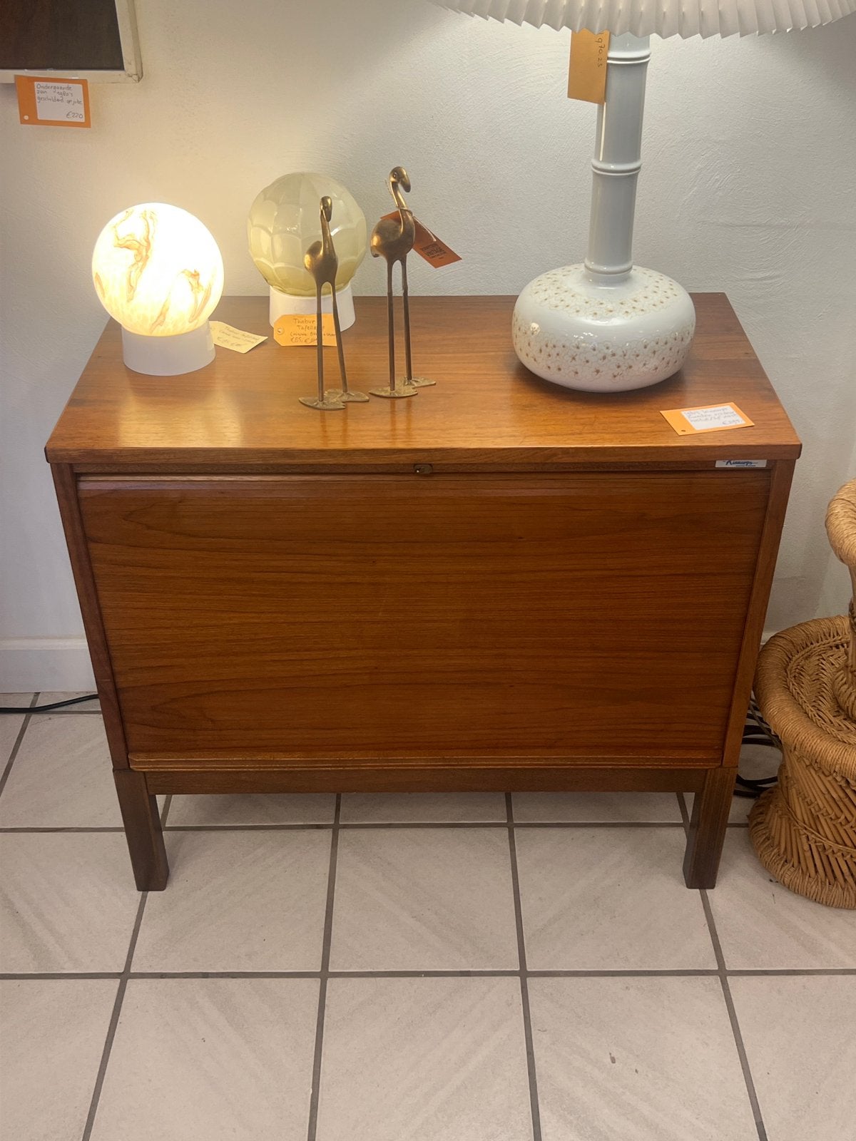 Vintage platenmeubel / kastje met roldeur, Kinnarps Zweden, Gebruikt, Onbekend, Onbekend, Kinnarps