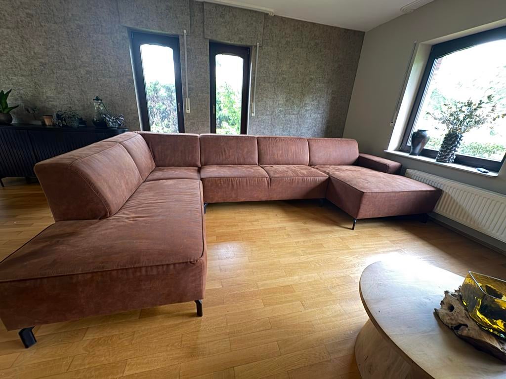 Grote U-vormige bank en fauteuil - Zo goed als nieuw, 100 tot 125 cm, Hoekbank, 300 cm of meer, Ophalen of Verzenden