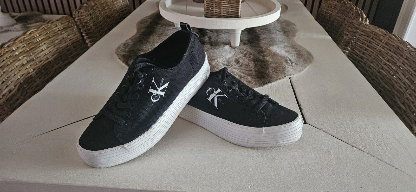 Calvin Klein Jeans sneakers met plateauzool, Zwart, Ophalen of Verzenden, Calvin Klein Jeans, Sneakers of Gympen