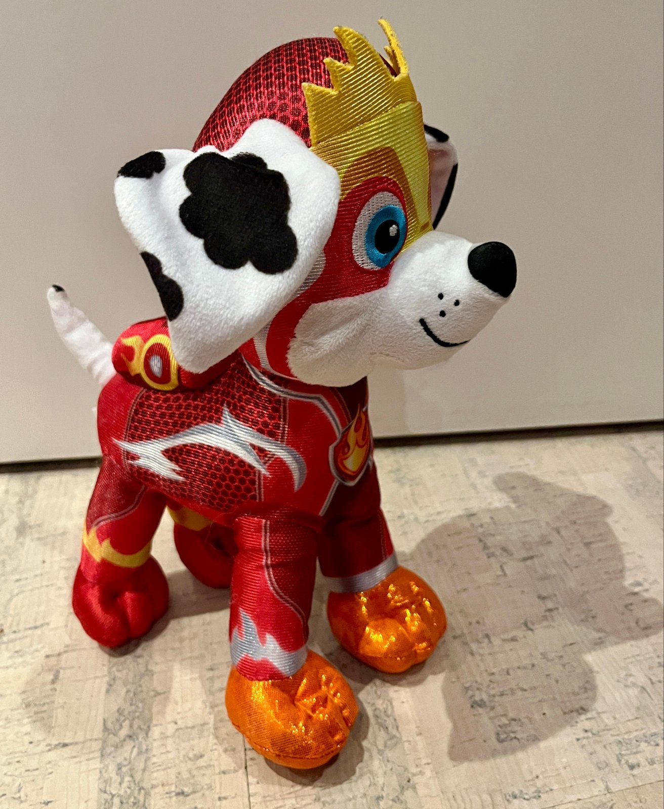 Paw Patrol Mighty Pups Super Paws Marshall knuffel - 27 cm, Overige merken, Zo goed als nieuw, Middelgroot (20 tot 80 cm), Met label