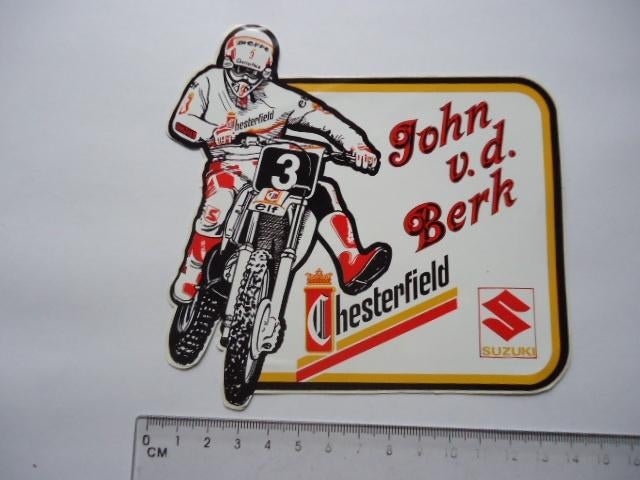 sticker oud Motorcross John vd Berk Chesterfield motor cross, Verzenden, Zo goed als nieuw, Bedrijf of Vereniging