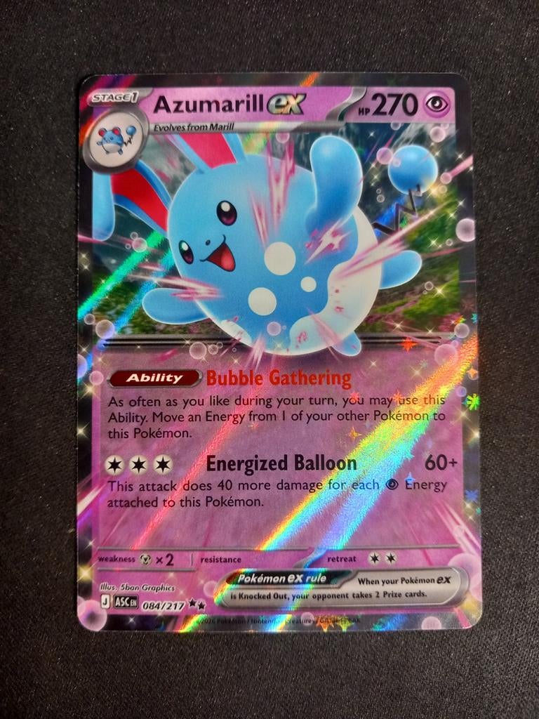 Pokemon Azumarill ex 084/217 Ascended Heroes Ultra Rare NM, Verzenden, Zo goed als nieuw, Losse kaart, Foil