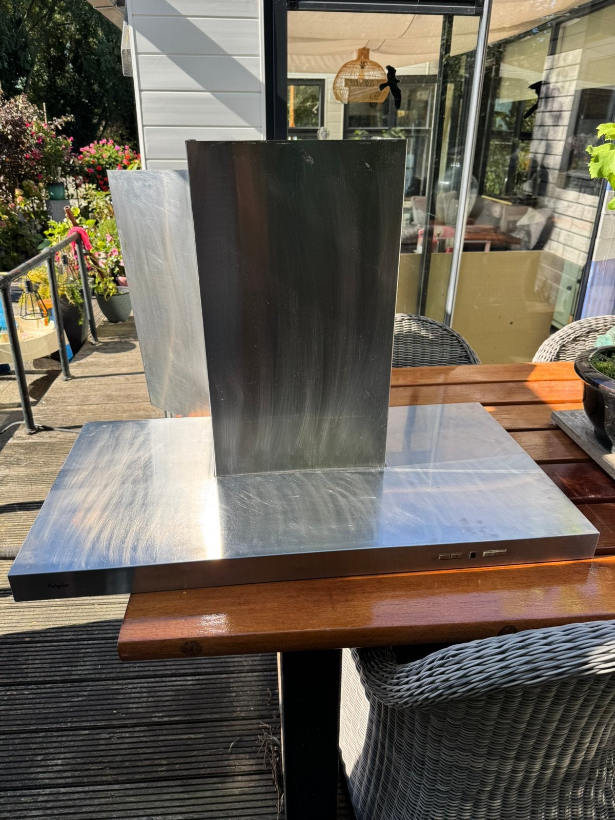 Goed werkende rvs pelgrim wand afzuigkap 90cm, Ophalen, Zo goed als nieuw, Wandschouwkap, Recirculatie