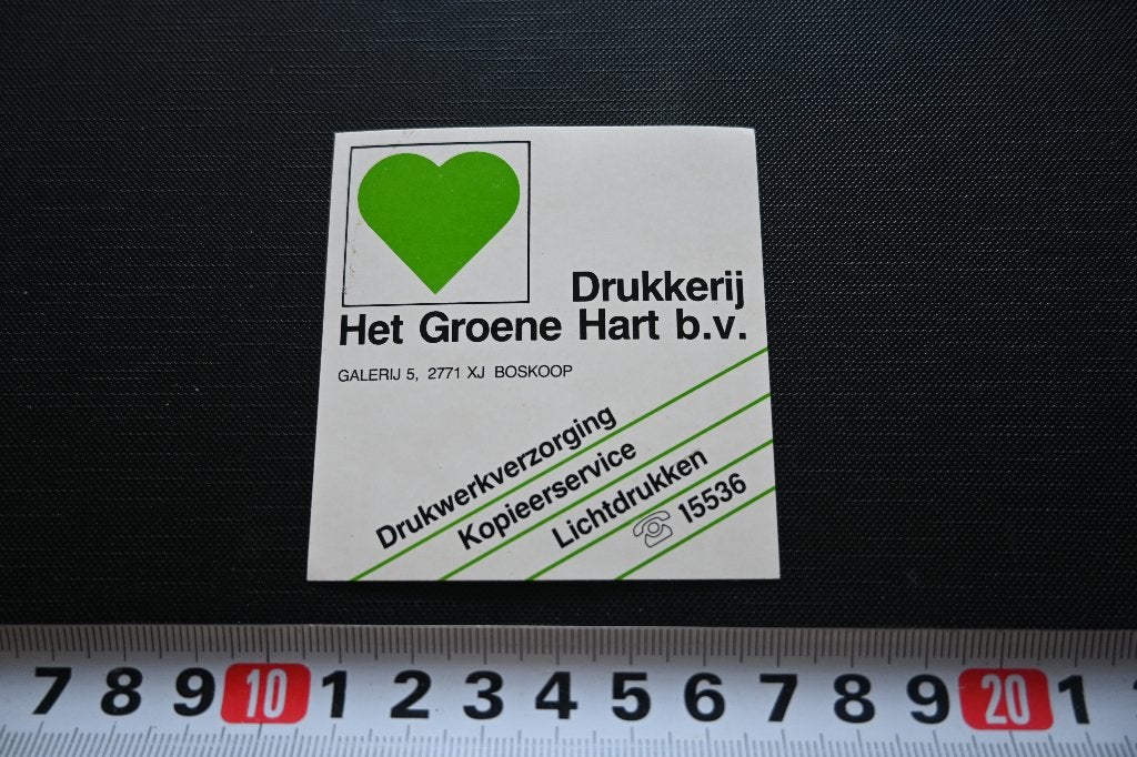 sticker boskoop drukkerij HET GROENE HART BV galerij 5 *, Ophalen of Verzenden, Zo goed als nieuw