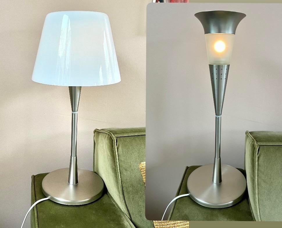 Vintage Ikea Stockholm tafellamp wit, 2 looks, dimbaar, Ophalen, Gebruikt, Metaal, 50 tot 75 cm
