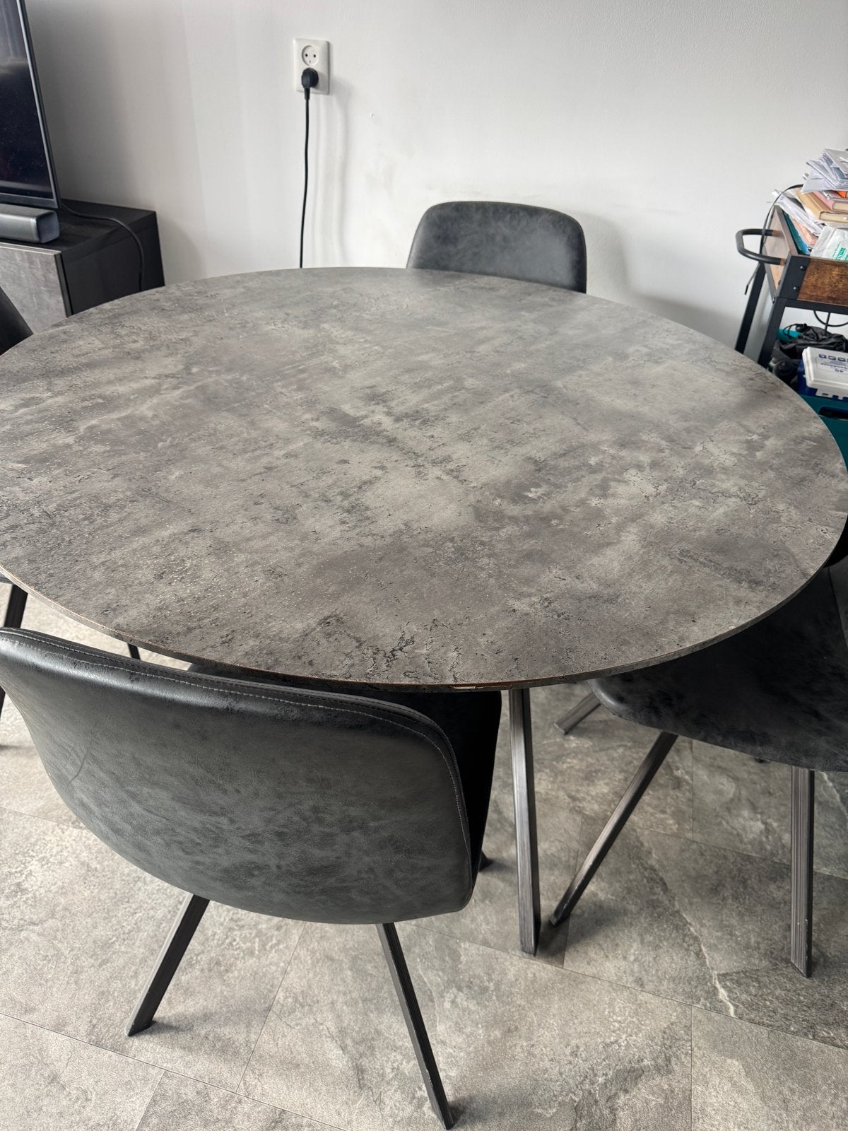 Ronde eettafel Nola betonlook 120 cm, Ophalen, Overige materialen, Gebruikt, Rond