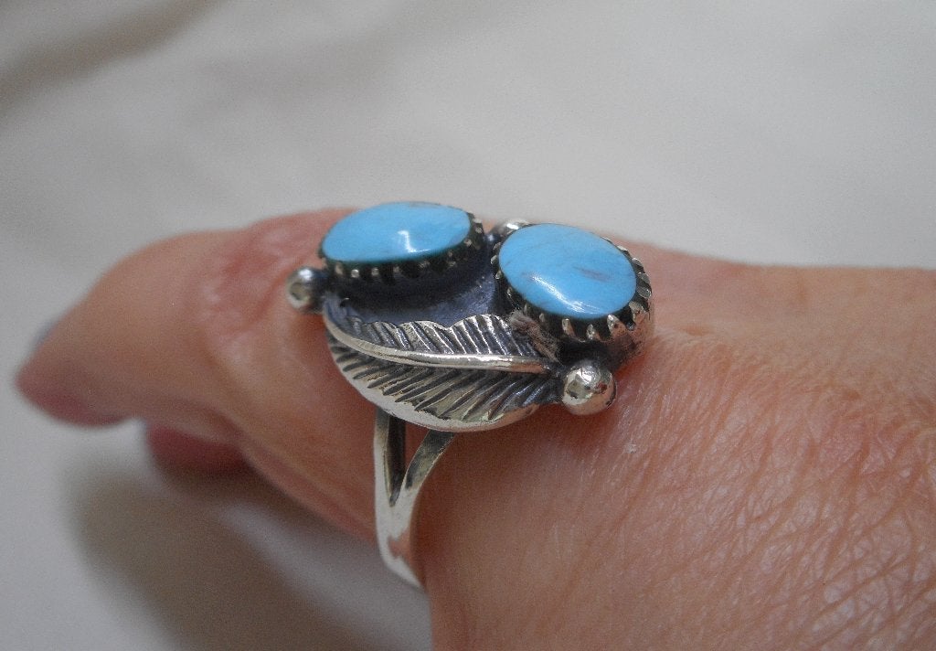 Zilveren Navajo ring met turquoise  maat 18.75 nr.1378, 18 tot 19, Verzenden, Zo goed als nieuw, Dame