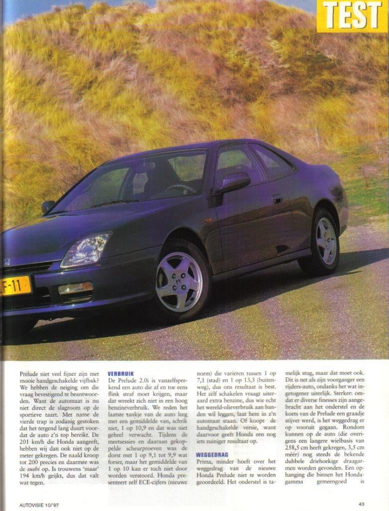 Autovisie test Honda Prelude 2.0i Mei 1997, Ophalen of Verzenden, Gelezen, Honda