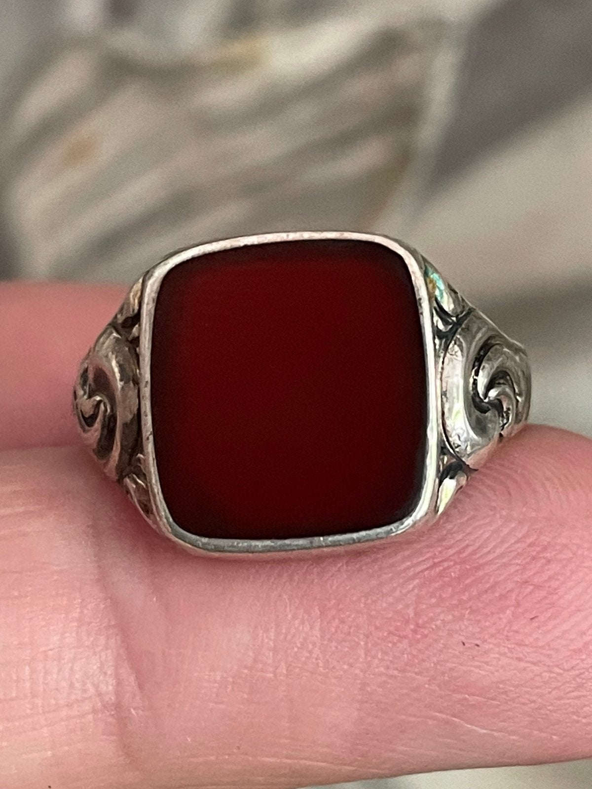 Antiek zilveren zegelring met carneool, Ophalen of Verzenden, Zilver, Ring
