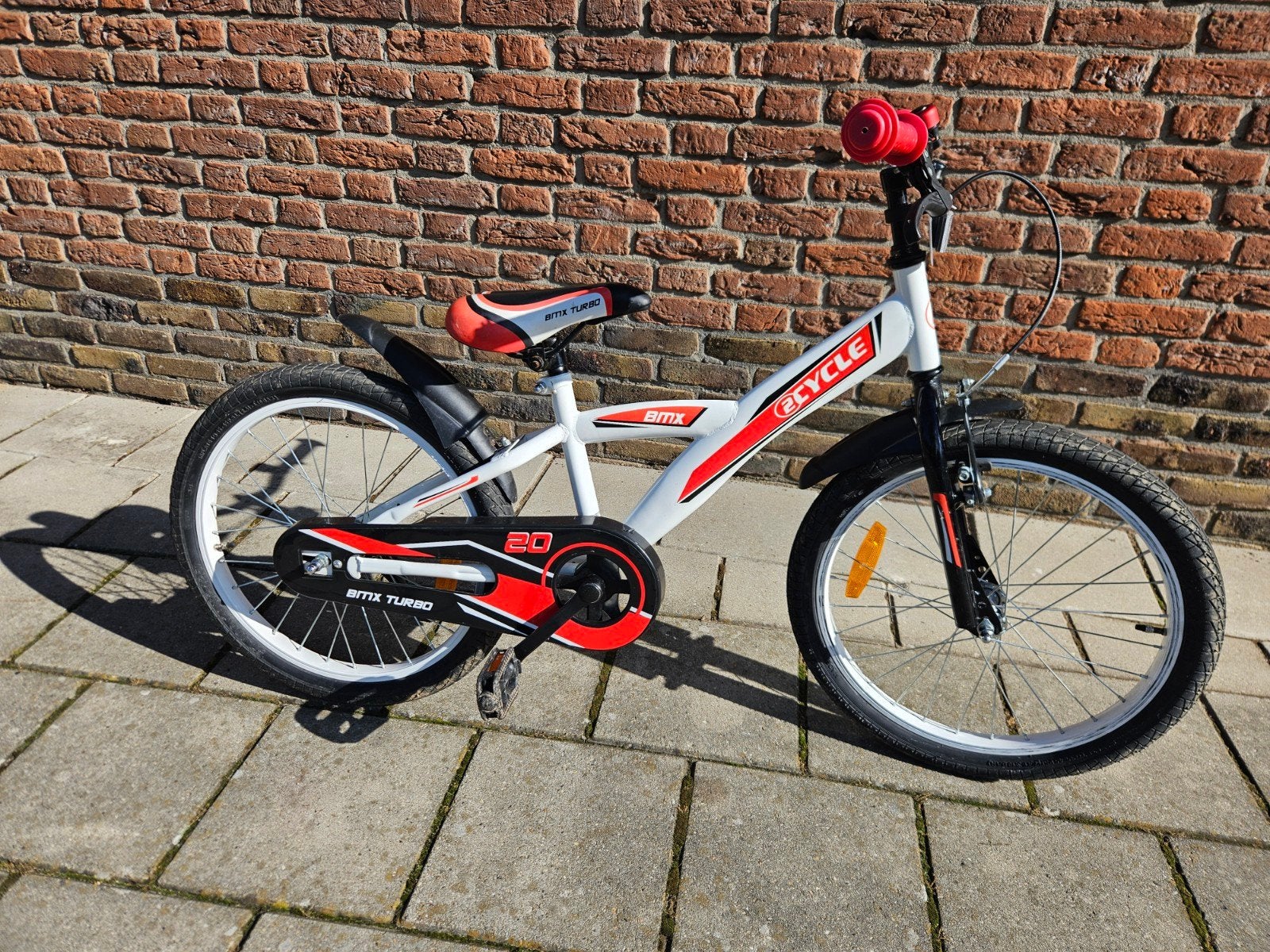 Stoere 2Cycle 20 inch BMX fiets wit/rood - Nieuwstaat!, 2cycle, Terugtraprem, 16 tot 20 inch, V-brakes