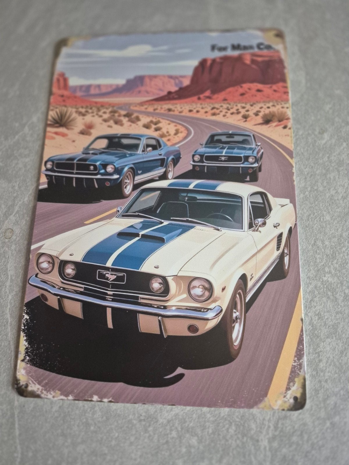 Metalen bord met klassieke Ford Mustangs, Ophalen of Verzenden, Nieuw