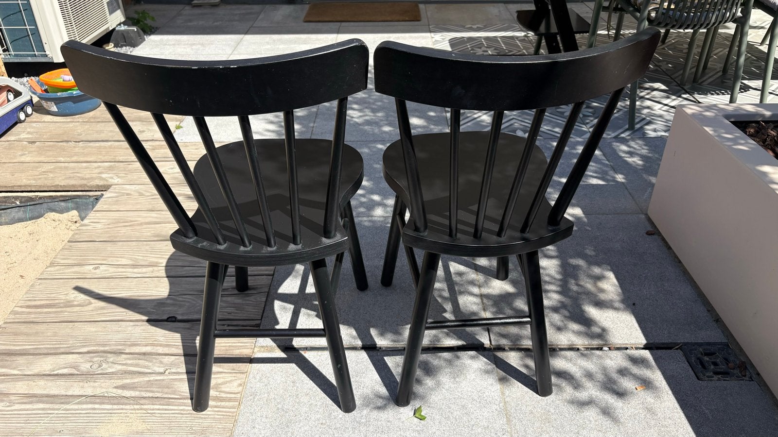 Set van 2 zwarte houten stoelen, Huis en Inrichting, Ophalen, Gebruikt, Twee, Zwart