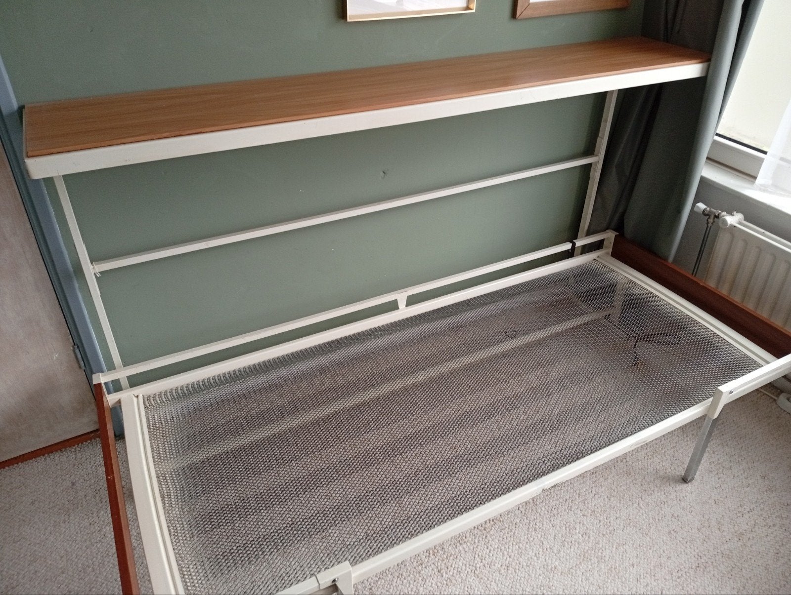 Opklapbed voor matras 200 * 90, gordijnrails en spanband, Ophalen, Gebruikt, 90 cm, Eenpersoons