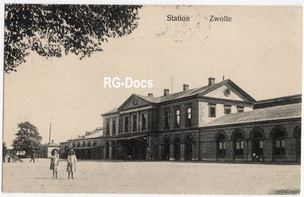 Ansichtkaart - Briefkaart Trein Station Zwolle 1911, Ophalen of Verzenden, Voor 1920, Gelopen, Overijssel