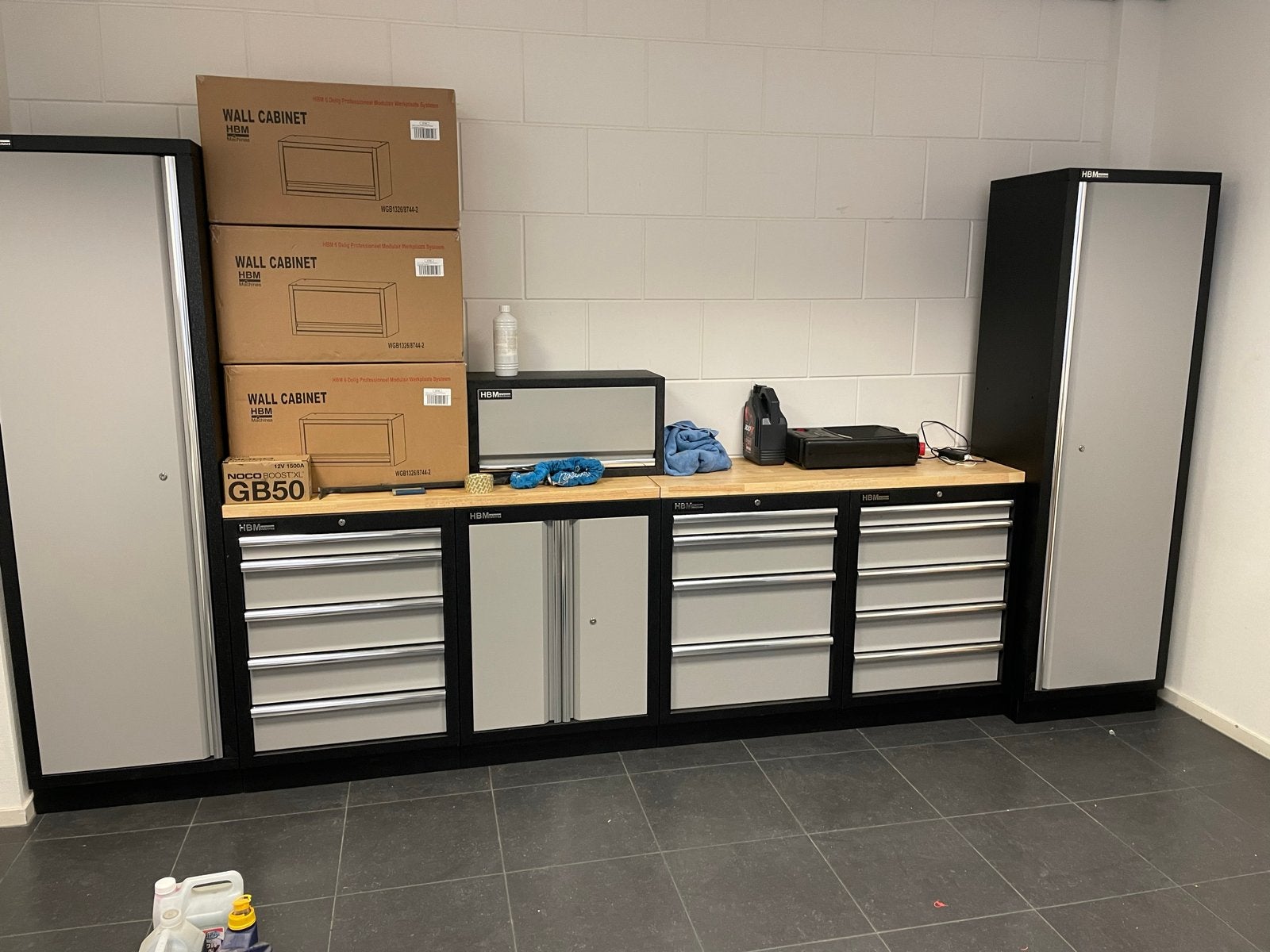Complete garage werkbank met kasten en lades, Ophalen, Zo goed als nieuw, 170 cm of meer