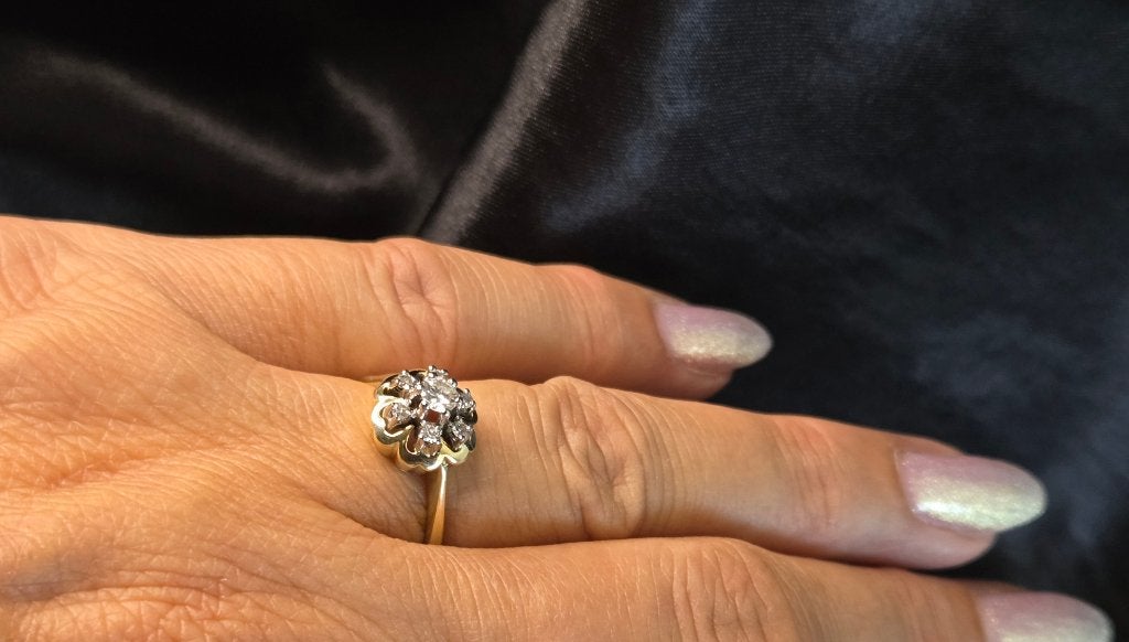 Gouden solitair design ring diamant. Ca: 0.25 ct. 2026/422, Ophalen of Verzenden, Goud, Ring, Met edelsteen