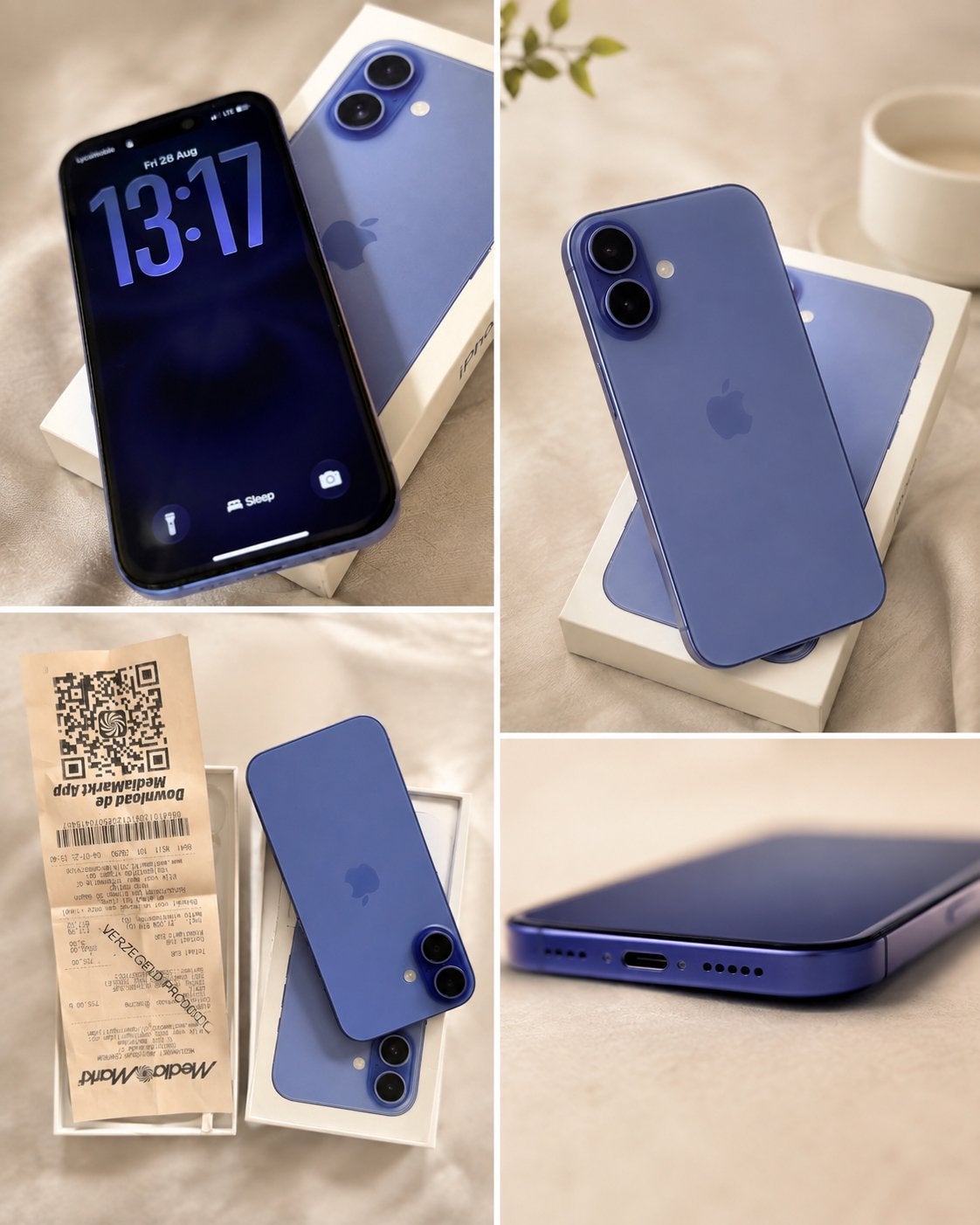 iPhone 16 (Ultramarine) 128GB - Zo goed als nieuw met bon, Telecommunicatie, Mobiele telefoons | Apple iPhone, 92 %, 128 GB, Blauw