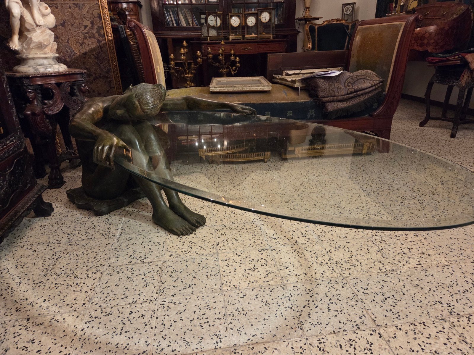 Mooie bronzen salontafel met glasplaat, Ophalen