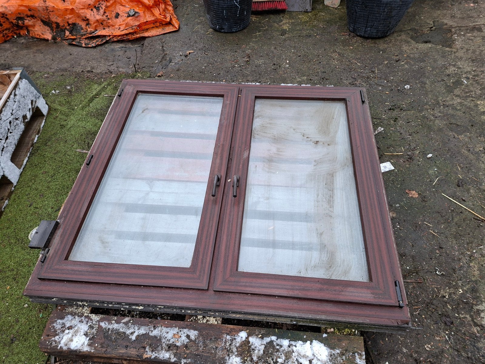Gebruikt: 4 draai-kiep ramen dubbelglas, Ophalen, Gevelraam of Ruit, Gebruikt, 120 tot 160 cm