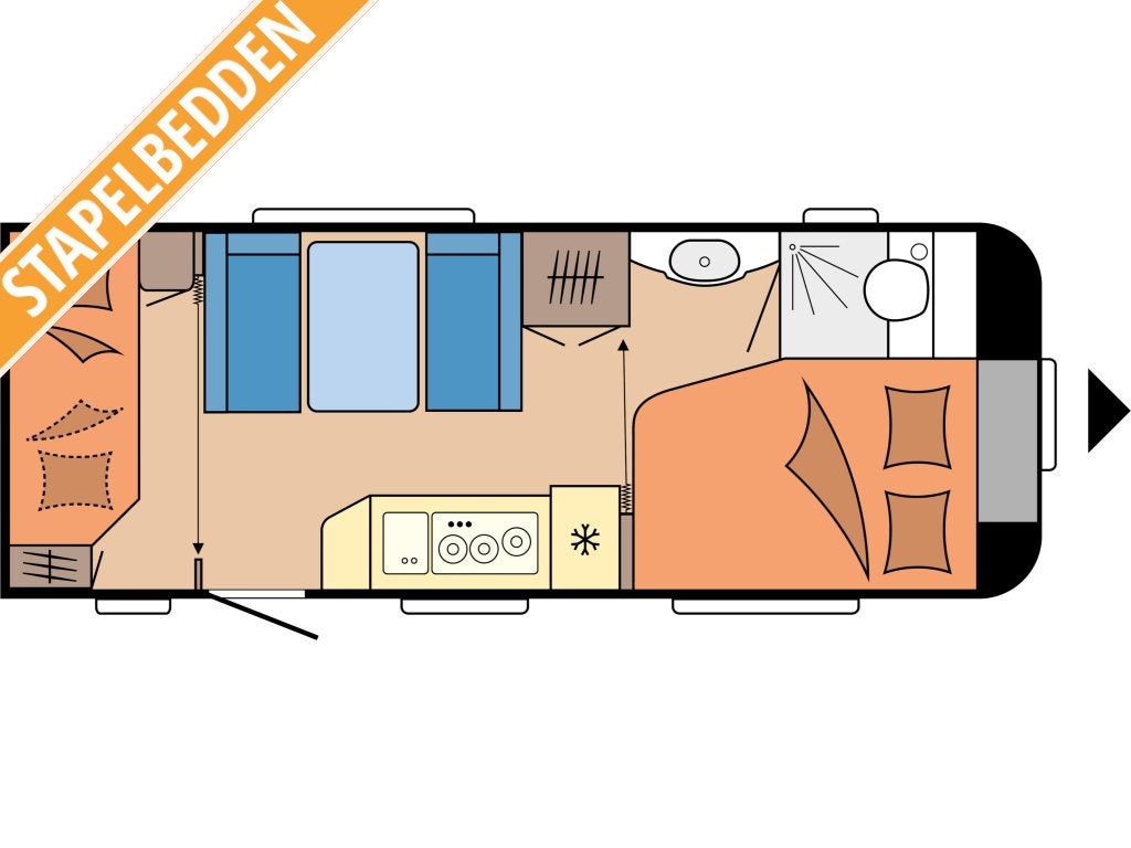 Hobby De Luxe 540 KMFE 2027 STAPELBED!!!, Serviceluik, Bedrijf, Treinzit, 5 tot 6 meter