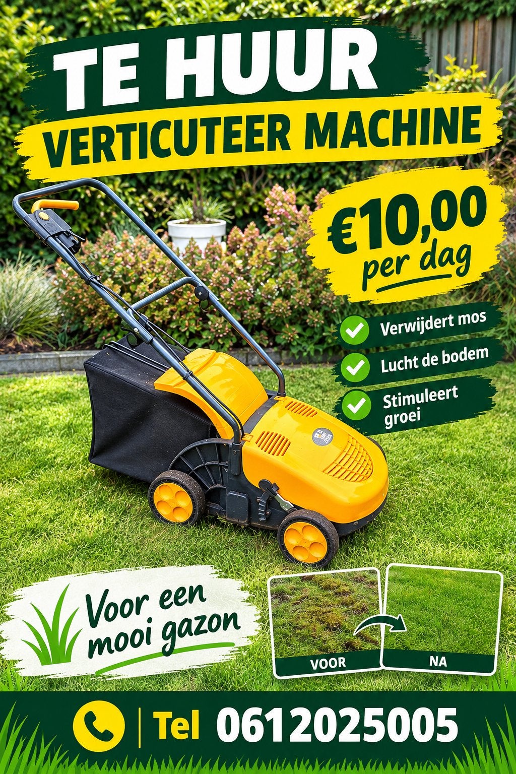 Verticuteermachine te huur - Voor een mooi gazon, Ophalen, Gebruikt, Elektrisch