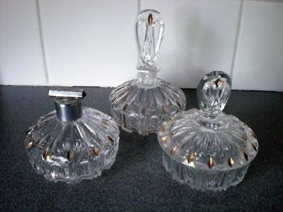 ANTIEK * KRISTAL PARFUMSTEL* COMPLEET 3 Delen *, Verzenden