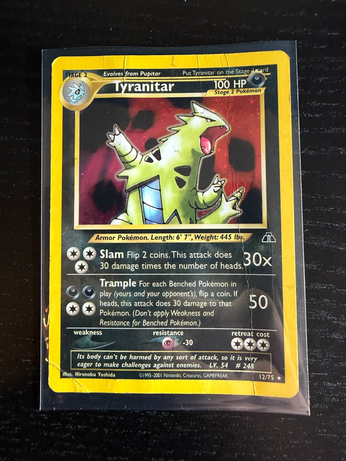 Pokémon Tyranitar 12/75 Neo Discovery Holo Rare, Ophalen of Verzenden, Gebruikt, Losse kaart