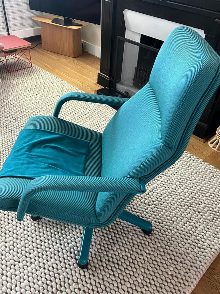 Geoffrey Harcourt Artifort F141 draaifauteuil petrol, Huis en Inrichting, Fauteuils, Ophalen of Verzenden, Gebruikt, 75 tot 100 cm
