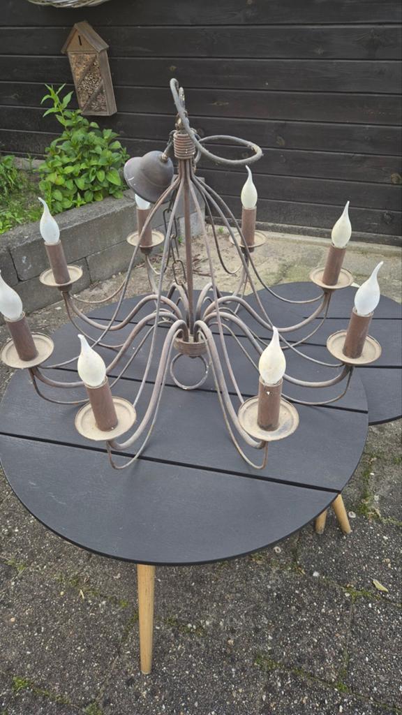 Antieke Kroonluchter - Rustieke Stijl - 68cm Diameter, Huis en Inrichting, Ophalen, Gebruikt, Metaal, Rustiek, Antiek, Brocante