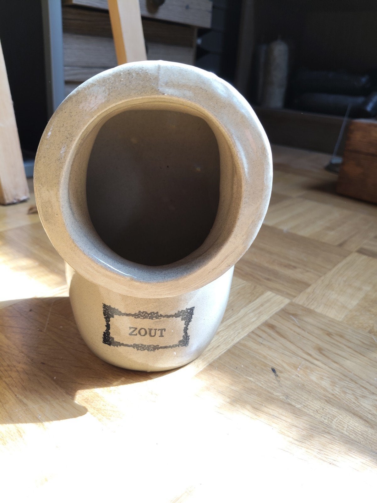 Vintage Zout Pot Aardewerk Keuken Opslag, Antiek en Kunst, Antiek | Keramiek en Aardewerk, Ophalen of Verzenden